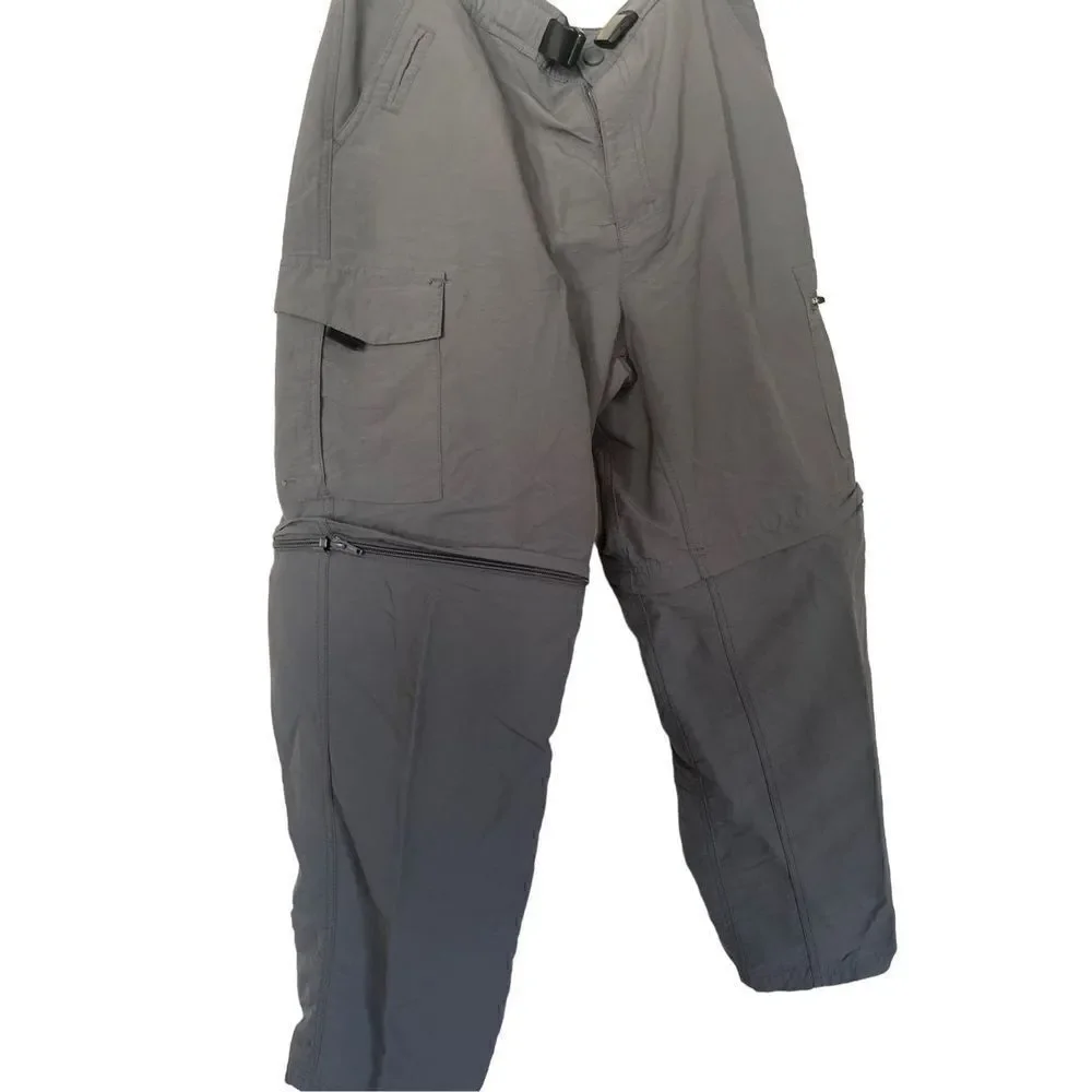 Nordic Track Men's Gray Adjustable Belt Convertible Cargo Pants Size 36W